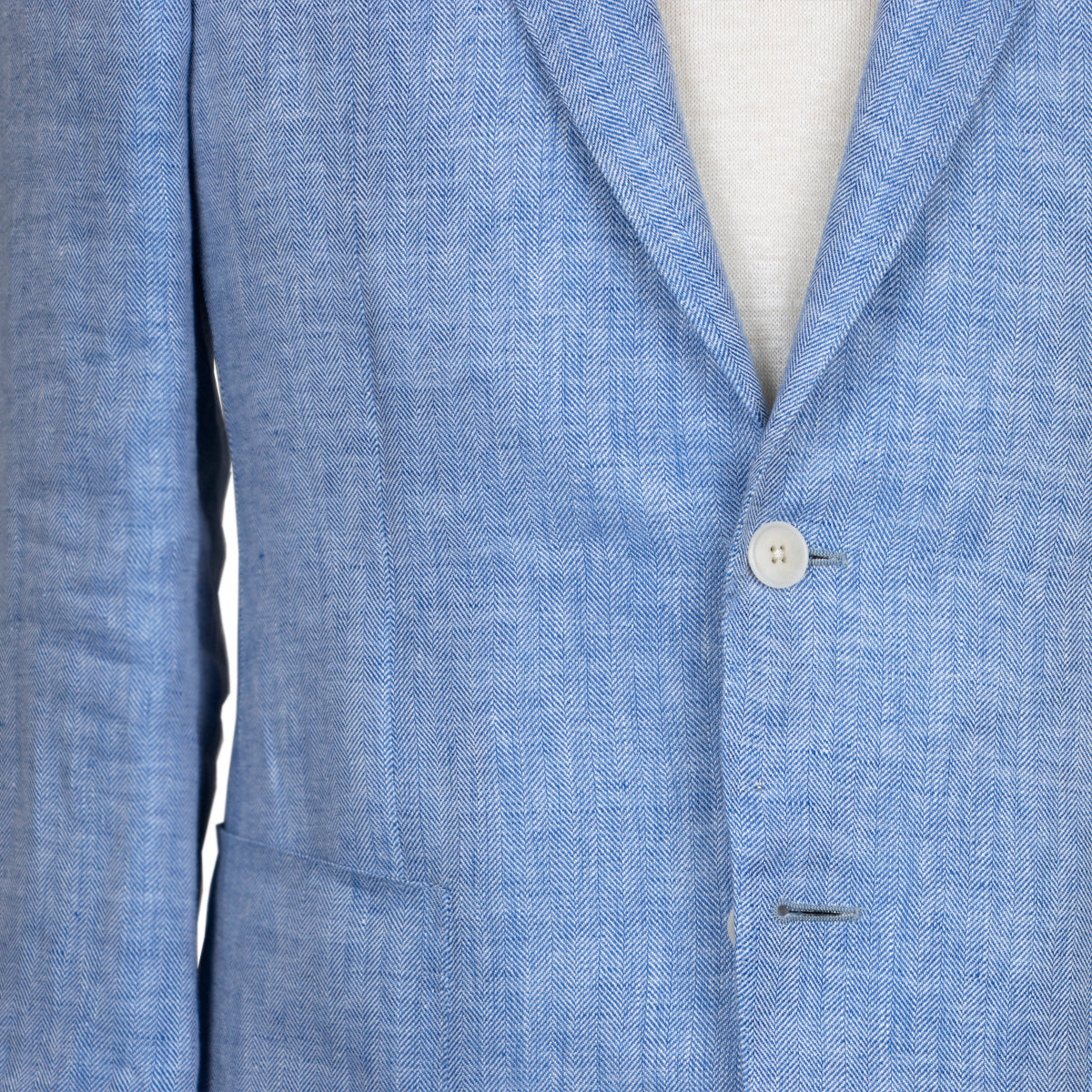 Light Blue Loro Piana Herringbone Linen Jacket JACKETS Robert Old