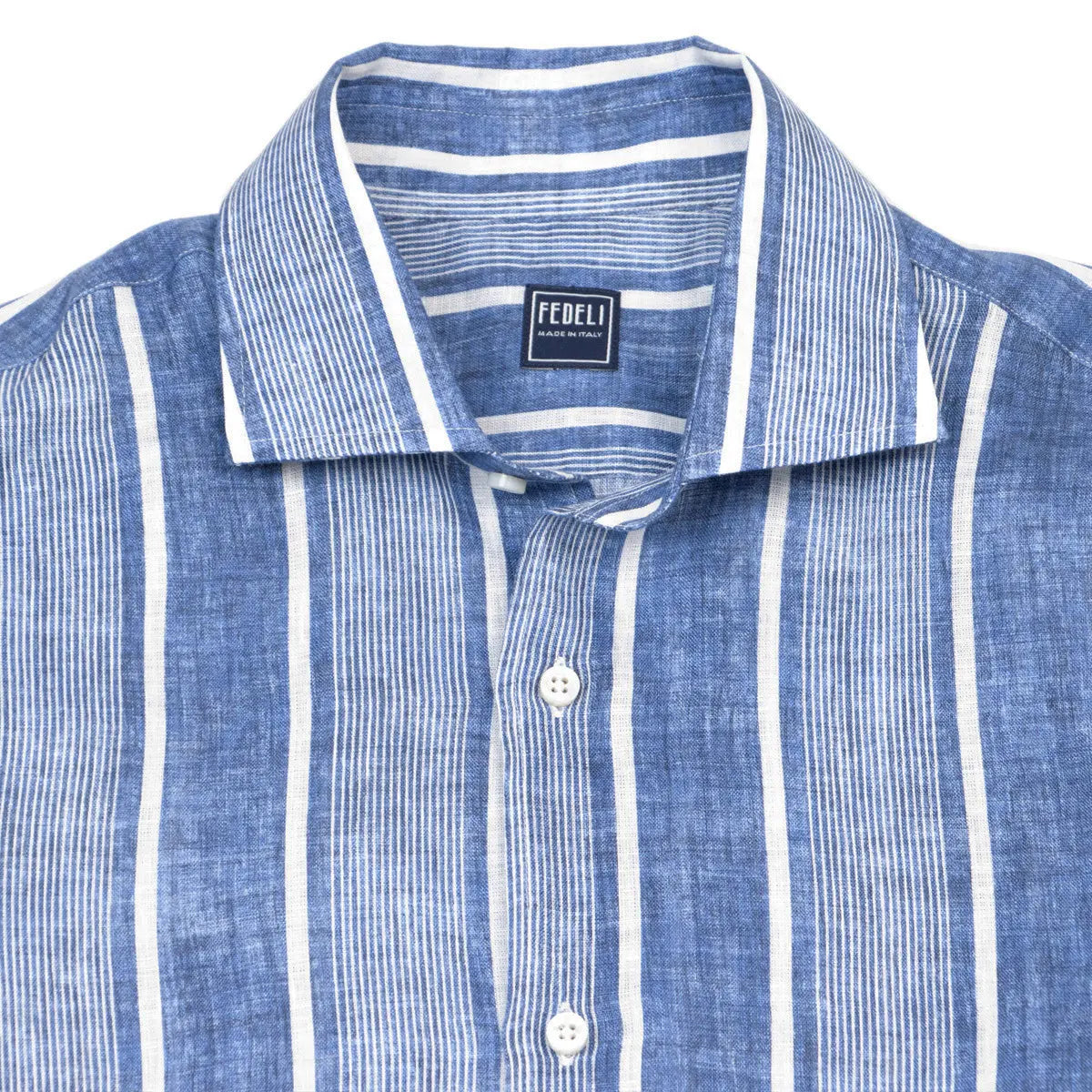 Fedeli - Bold Blue Stripe Linen Long Sleeve Shirt L/S SHIRTS FEDELI