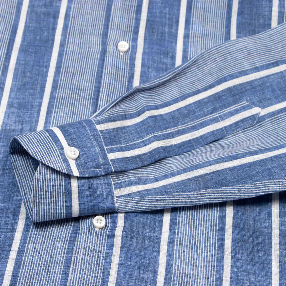 Fedeli - Bold Blue Stripe Linen Long Sleeve Shirt L/S SHIRTS FEDELI