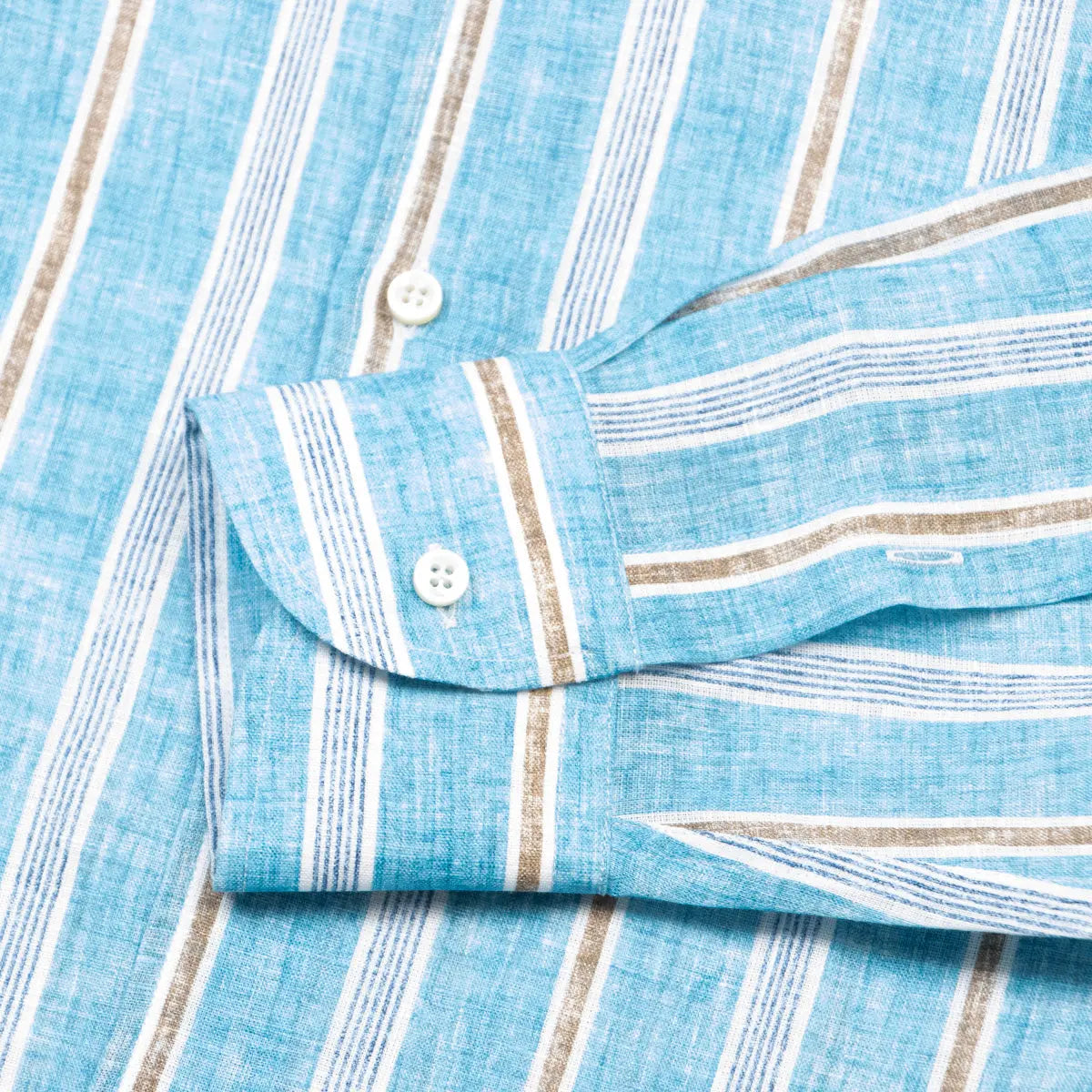 Fedeli - Turquoise Stripe Linen Long Sleeve Shirt L/S SHIRTS FEDELI