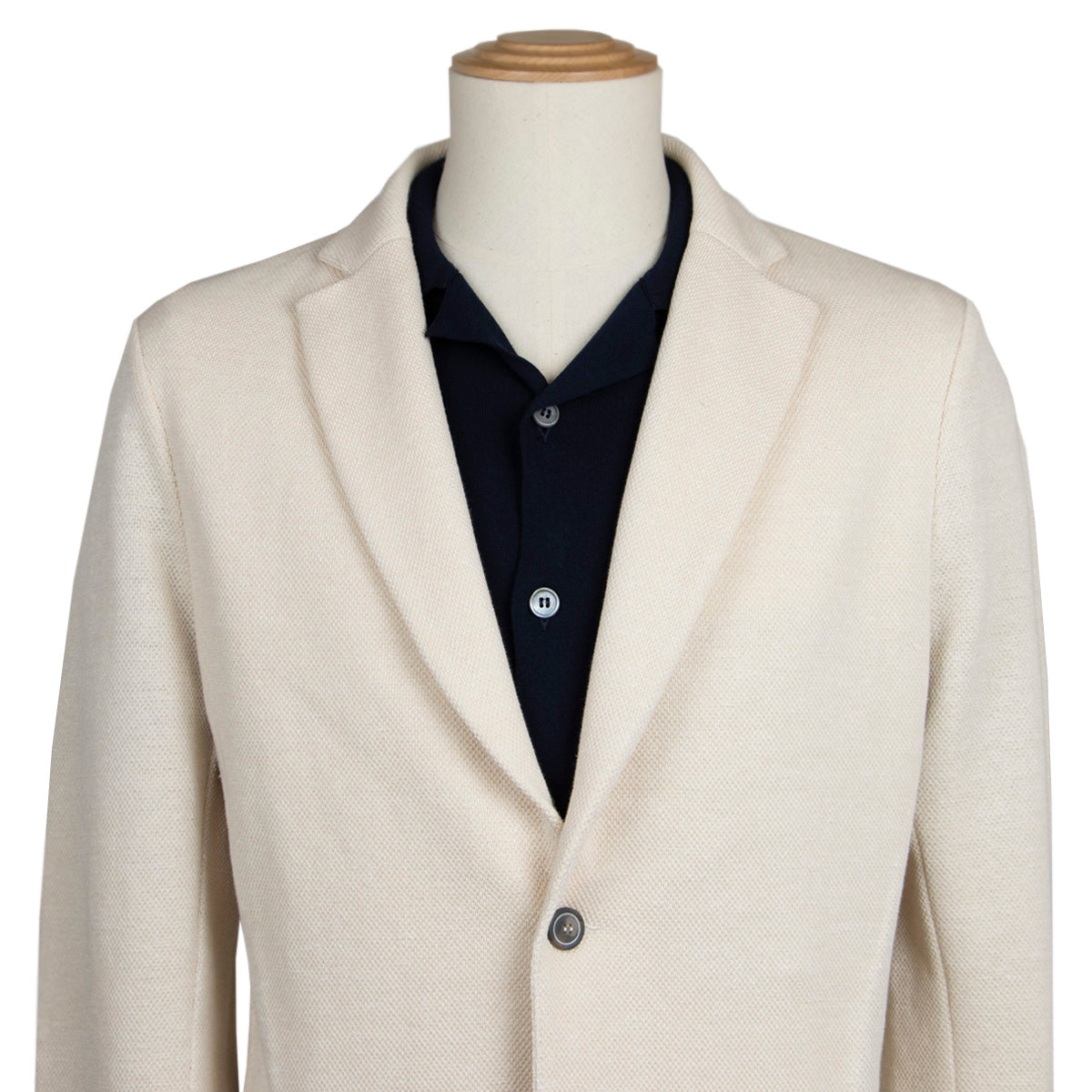 Cream Linen & Cotton Italian Knitted Unstructured Blazer KNITWEAR Robert Old