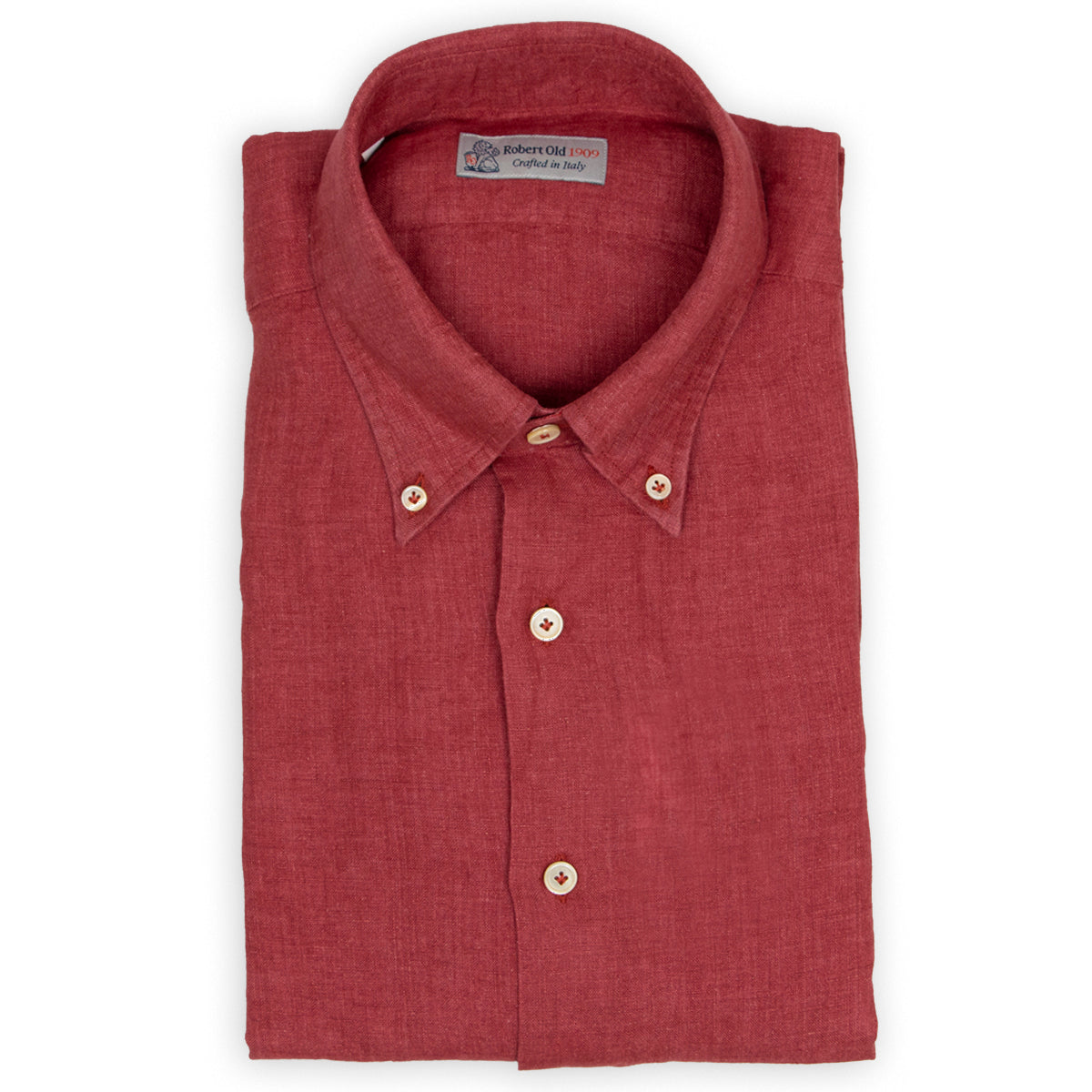 Red Linen Button-Down Long Sleeve Shirt L/S SHIRTS Robert Old