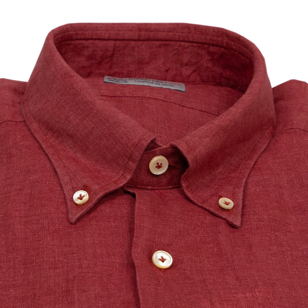 Red Linen Button-Down Long Sleeve Shirt L/S SHIRTS Robert Old