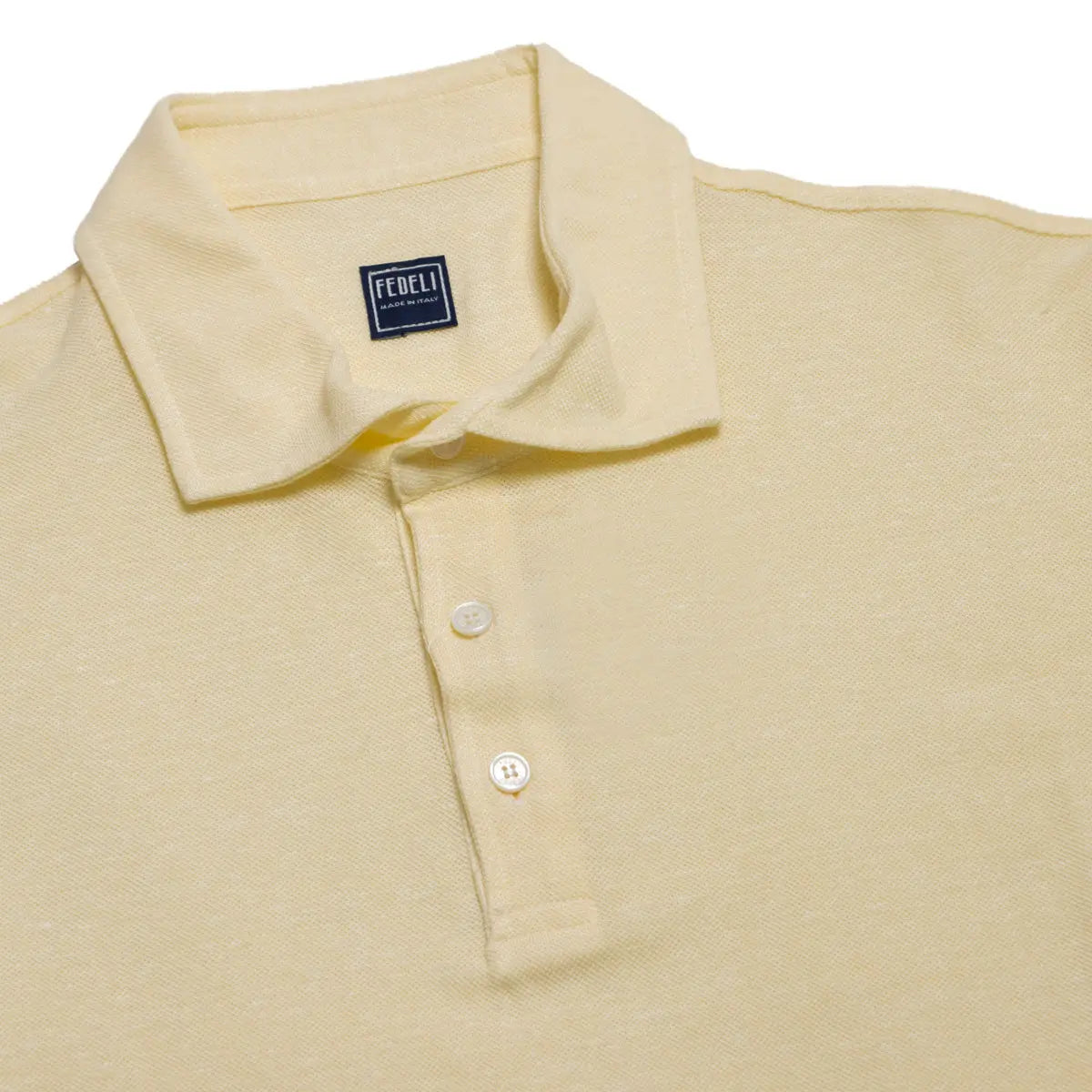 Fedeli - Yellow Linen & Cotton Short Sleeve Polo Shirt S/S POLOS FEDELI