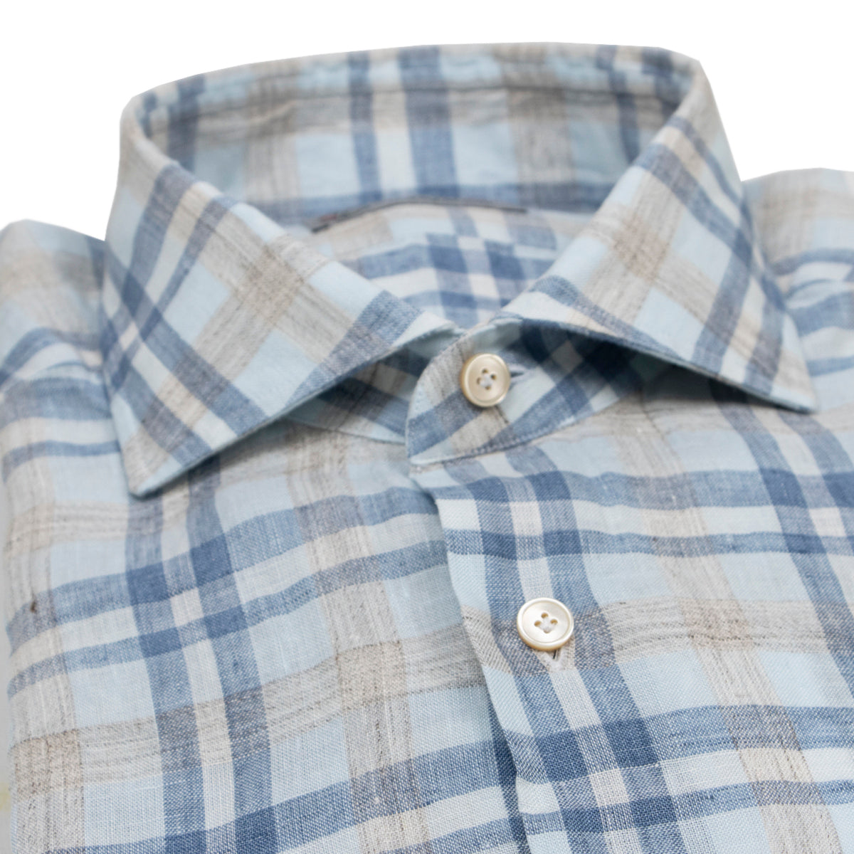 Grey Check Linen Long Sleeve Shirt L/S SHIRTS Robert Old