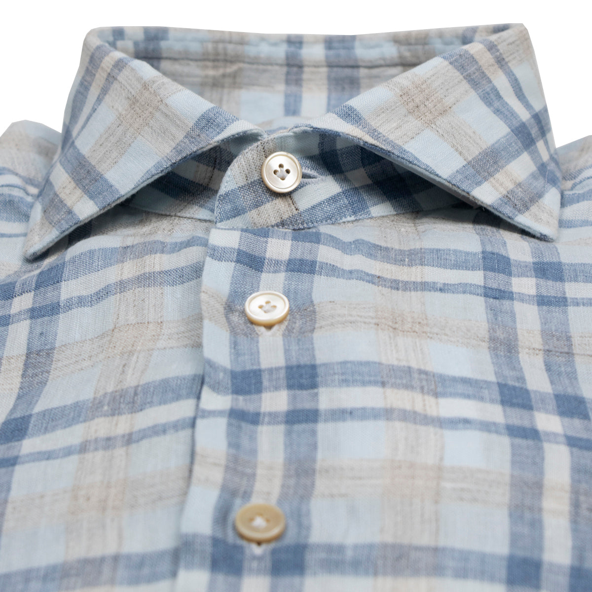 Grey Check Linen Long Sleeve Shirt L/S SHIRTS Robert Old