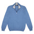 Light Blue Contrast Virgin Wool & Cashmere Zip Neck Sweater KNITWEAR Robert Old