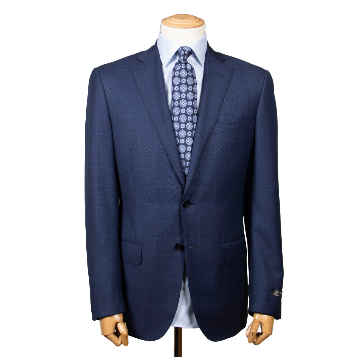Navy Windowpane Check Super 130’s Wool Suit SUITS Robert Old