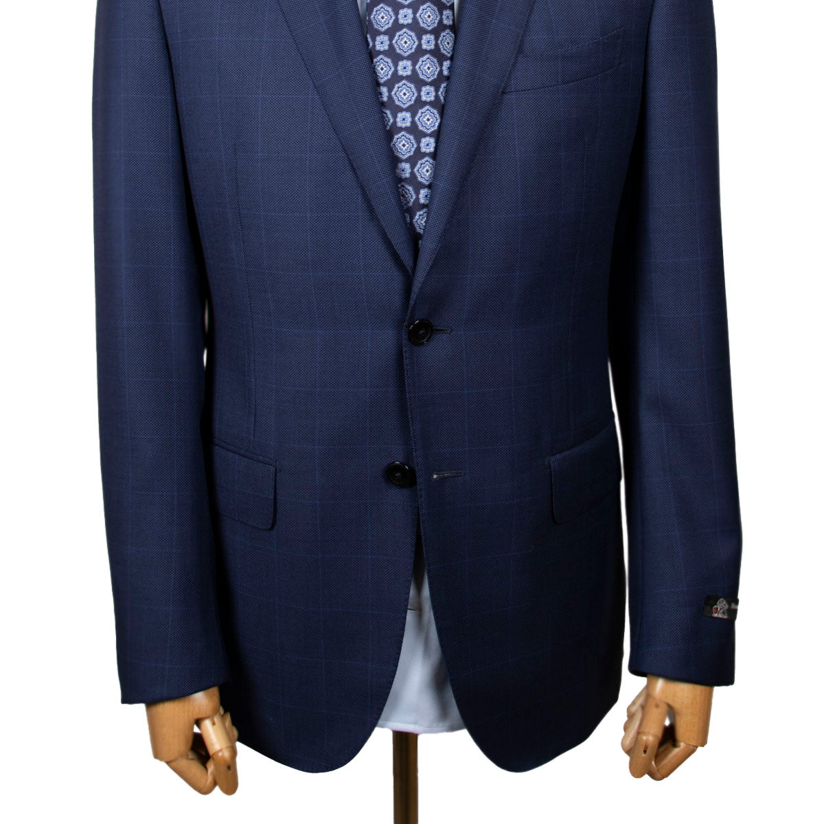Navy Windowpane Check Super 130’s Wool Suit SUITS Robert Old