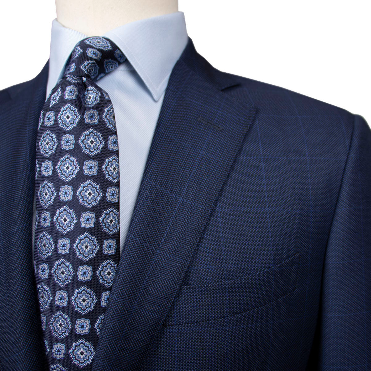 Navy Windowpane Check Super 130’s Wool Suit SUITS Robert Old