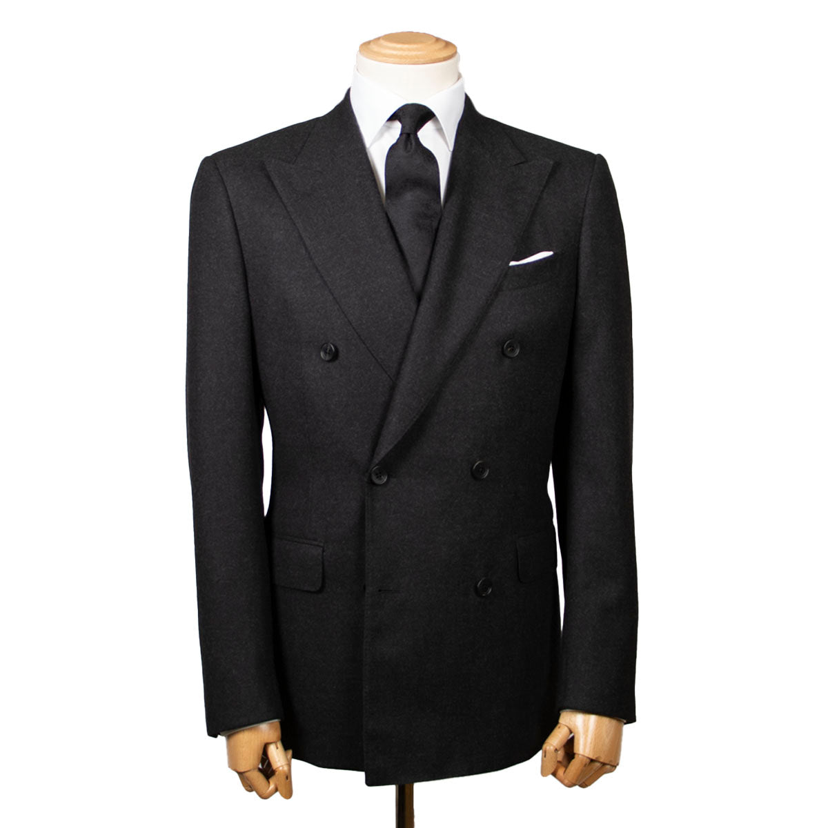 Charcoal Wool Flannel Double-Breasted Suit SUITS Robert Old