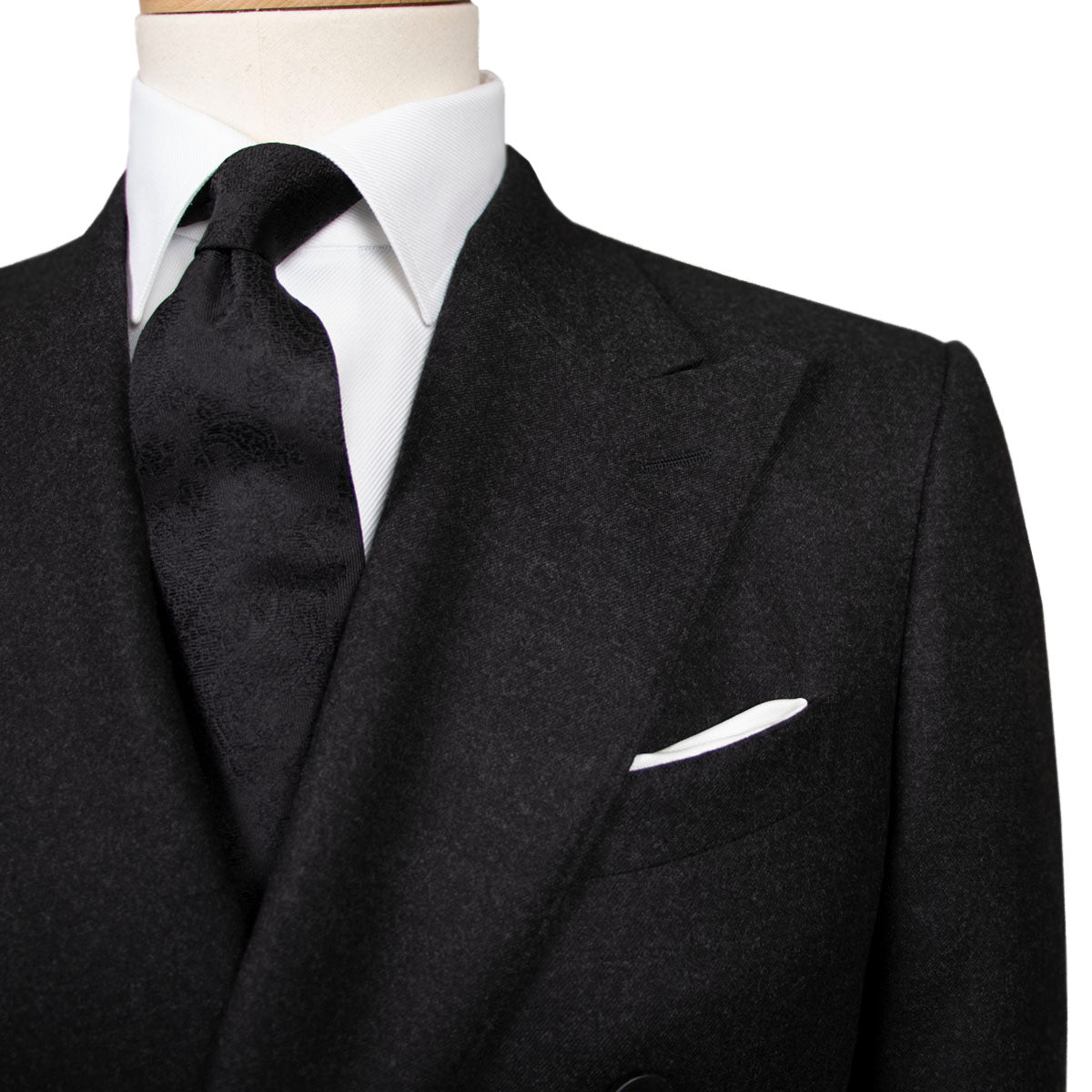 Charcoal Wool Flannel Double-Breasted Suit SUITS Robert Old