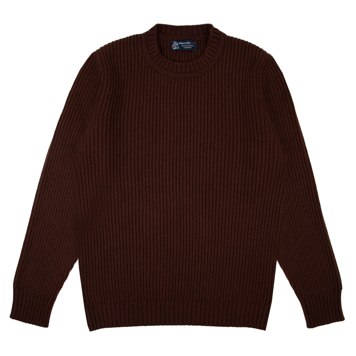 Bison Brown Altnaharra 8ply Crew Neck Cashmere Sweater CASHMERE Robert Old