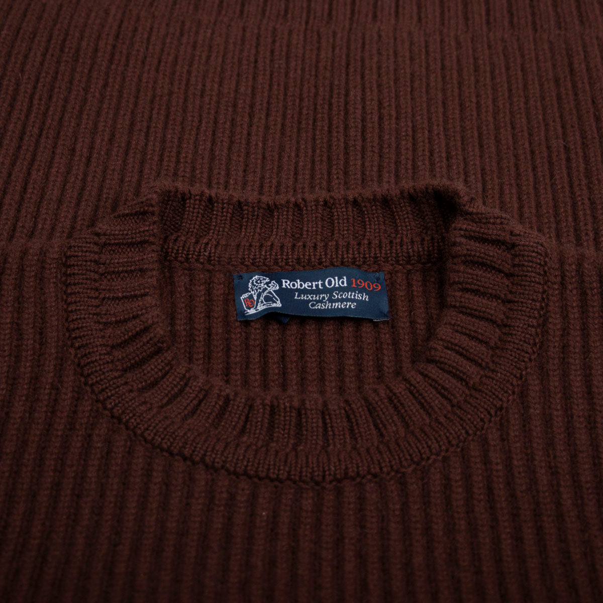 Bison Brown Altnaharra 8ply Crew Neck Cashmere Sweater CASHMERE Robert Old