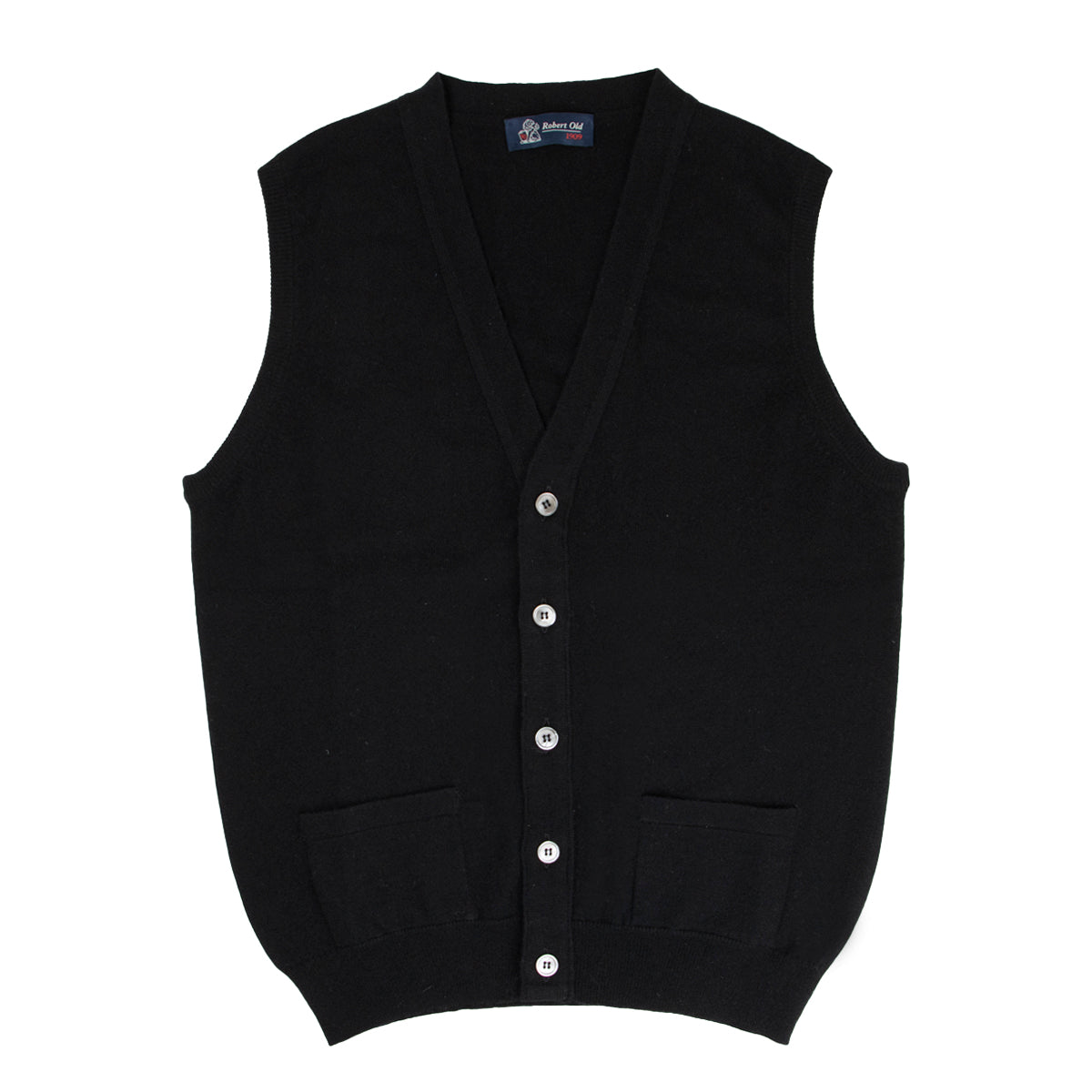 Black Beaulieu Cashmere Sleeveless Cardigan CASHMERE Robert Old