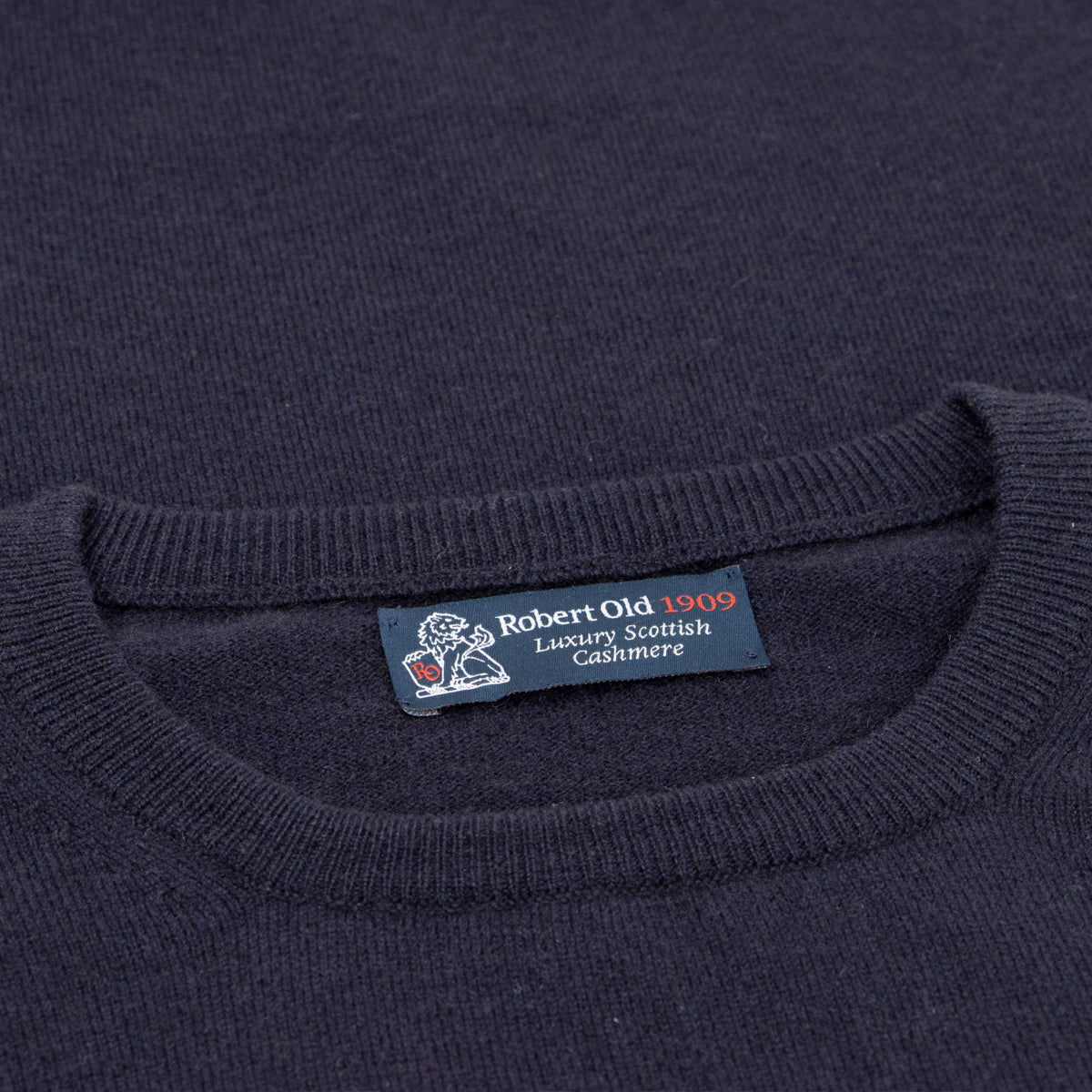 Dark Navy Highclere Cashmere Crew Neck Sweater CASHMERE Robert Old