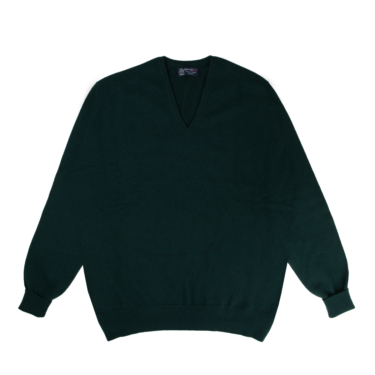 Robert Old - Holly Green Chatsworth 2ply V-Neck Cashmere Sweater CASHMERE Robert Old