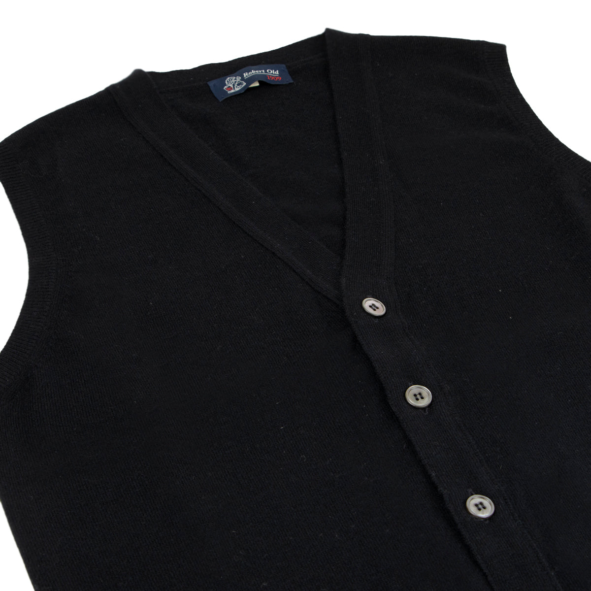 Black Beaulieu Cashmere Sleeveless Cardigan CASHMERE Robert Old