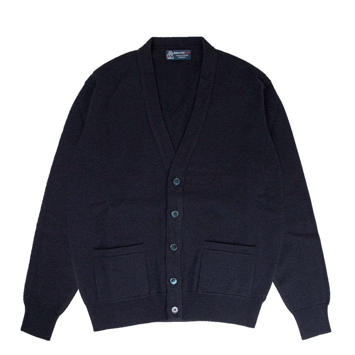 Dark Navy Mallaig 4ply Cashmere Cardigan CASHMERE Robert Old