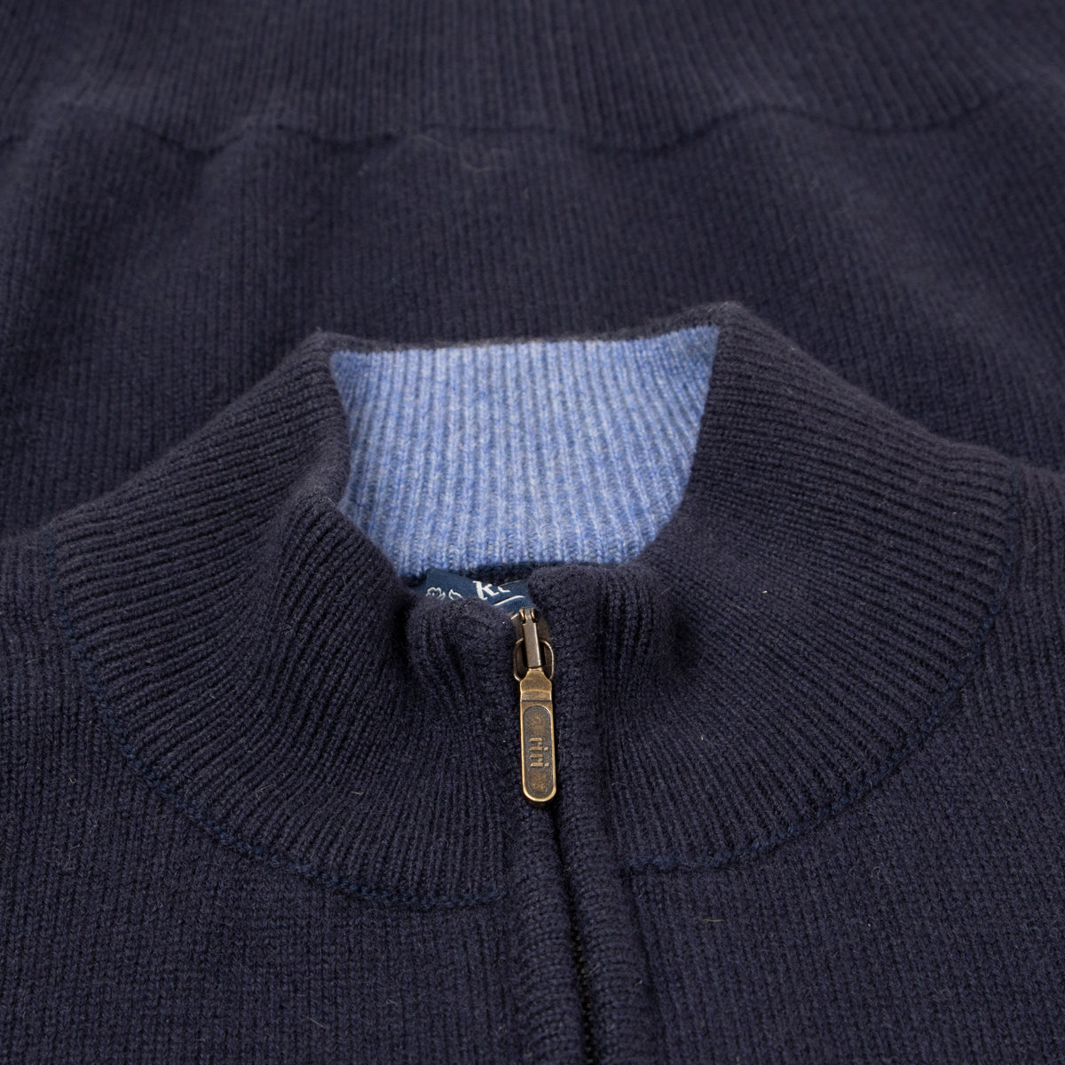 The Barra 4ply Full Zip Cashmere Cardigan - Dark Navy/Lapis Suez CASHMERE Robert Old