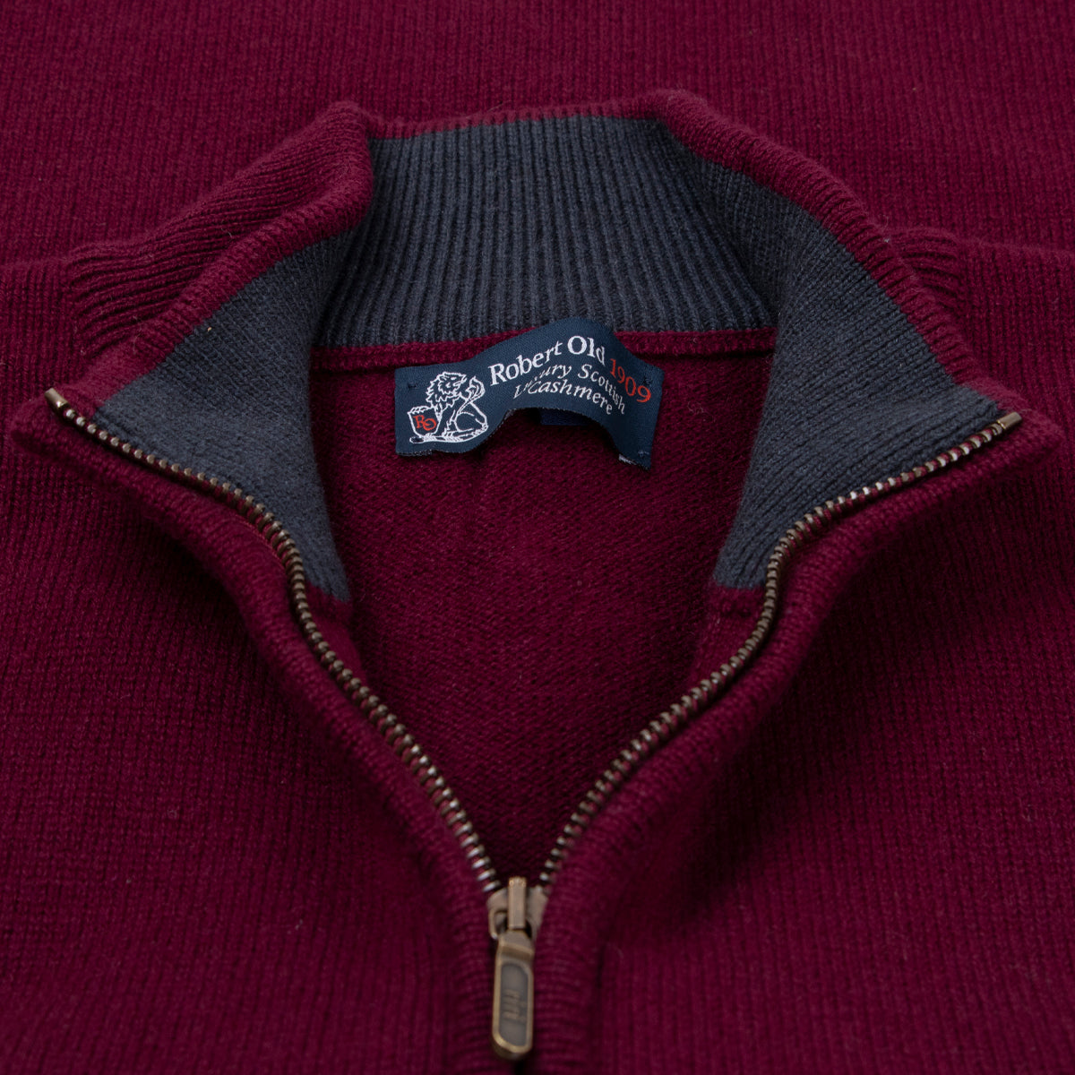 The Barra 4ply Full Zip Cashmere Cardigan - Pompeii Red - Astrakhan CASHMERE Robert Old