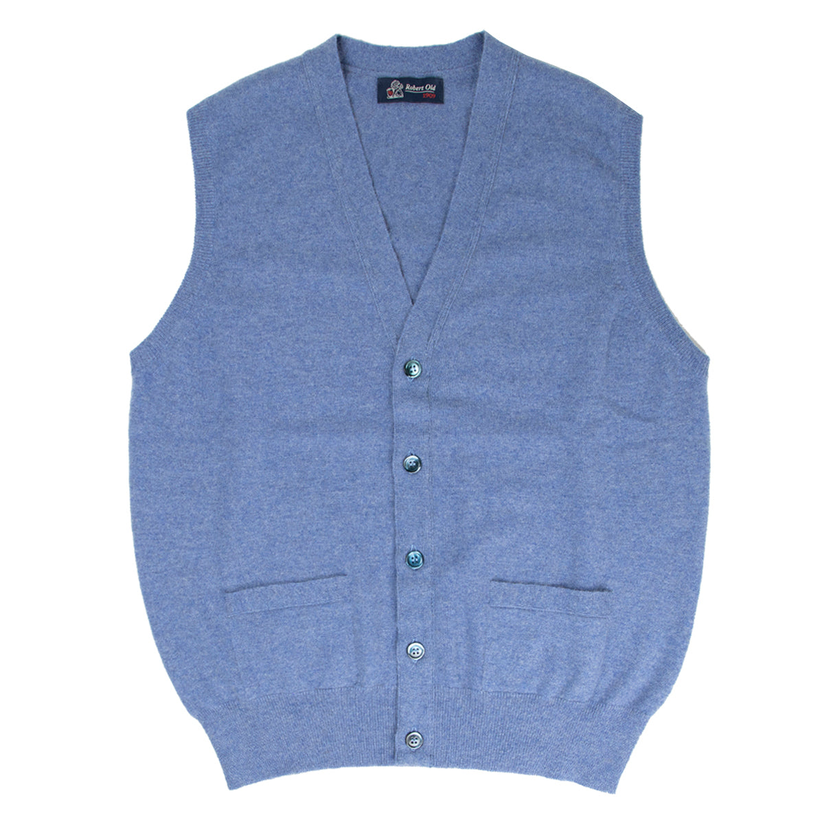 Lapis Blue Beaulieu Cashmere Sleeveless Cardigan CASHMERE Robert Old