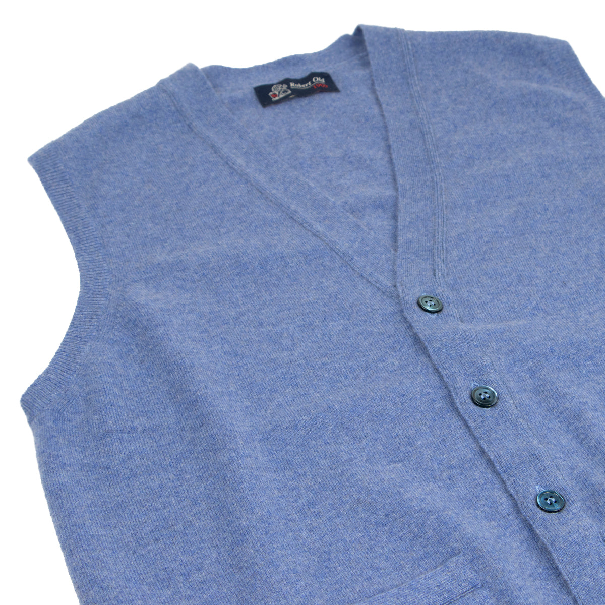 Lapis Blue Beaulieu Cashmere Sleeveless Cardigan CASHMERE Robert Old