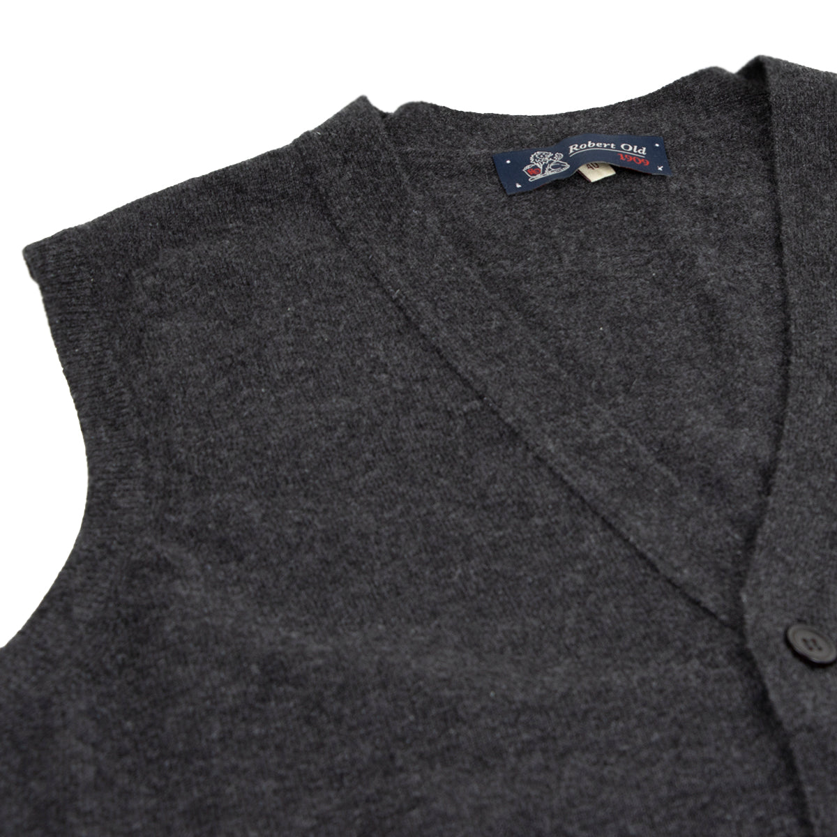 Charcoal Beaulieu Cashmere Sleeveless Cardigan CASHMERE Robert Old