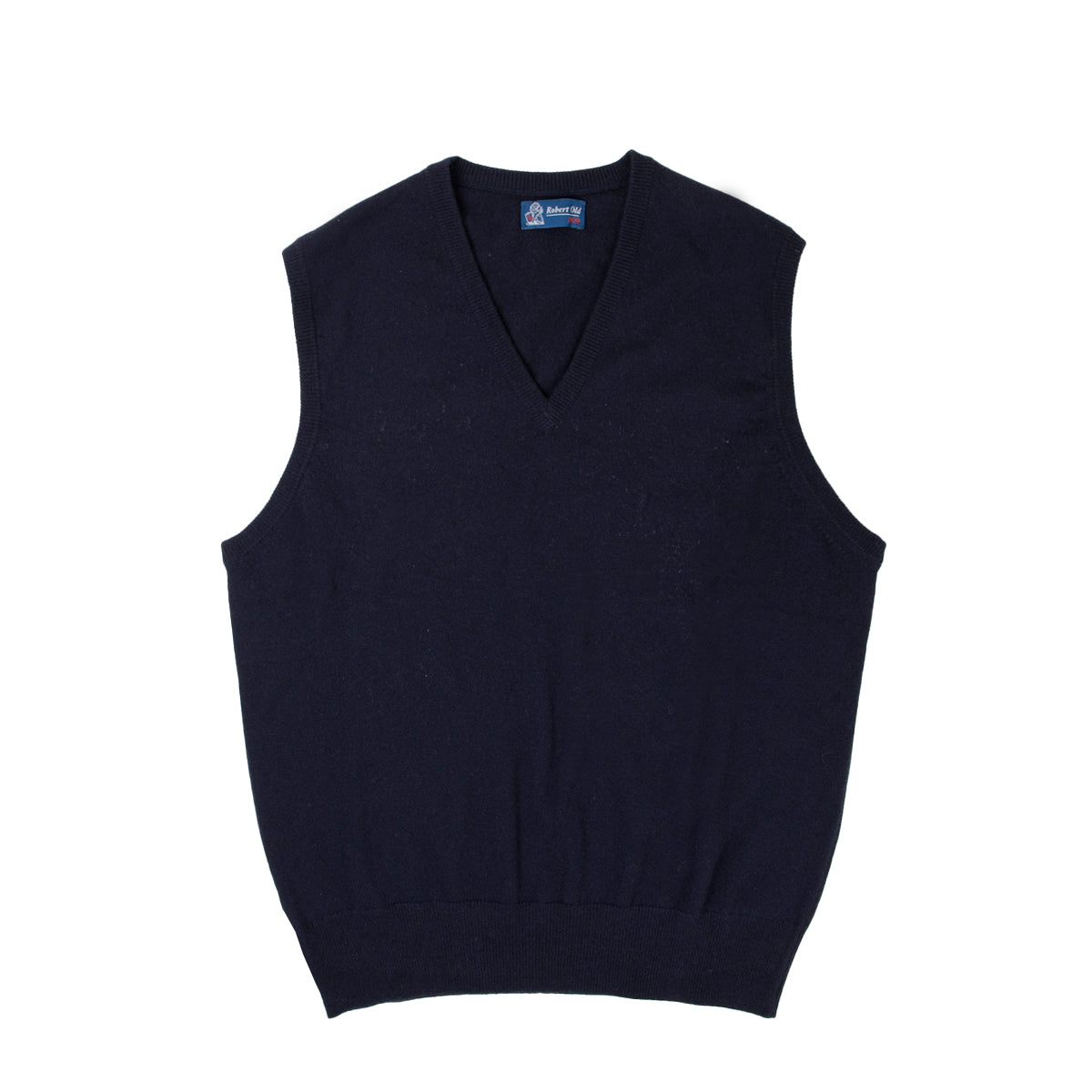 Dark Navy Blenheim Cashmere Sleeveless V-Neck Sweater CASHMERE Robert Old