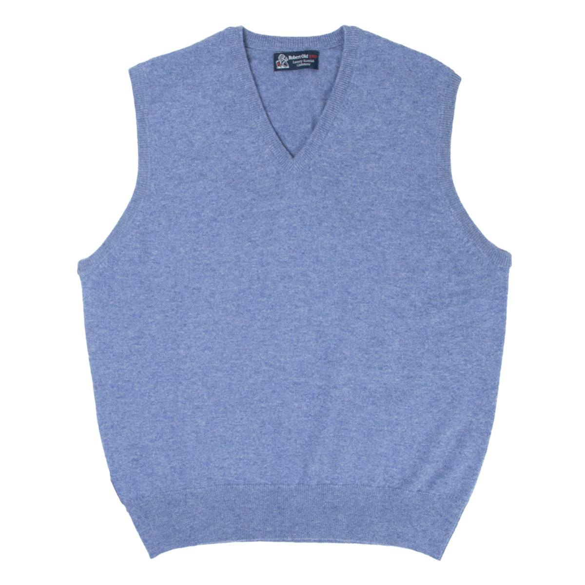 Lapis Blue Blenheim Cashmere Sleeveless V-Neck Sweater CASHMERE Robert Old