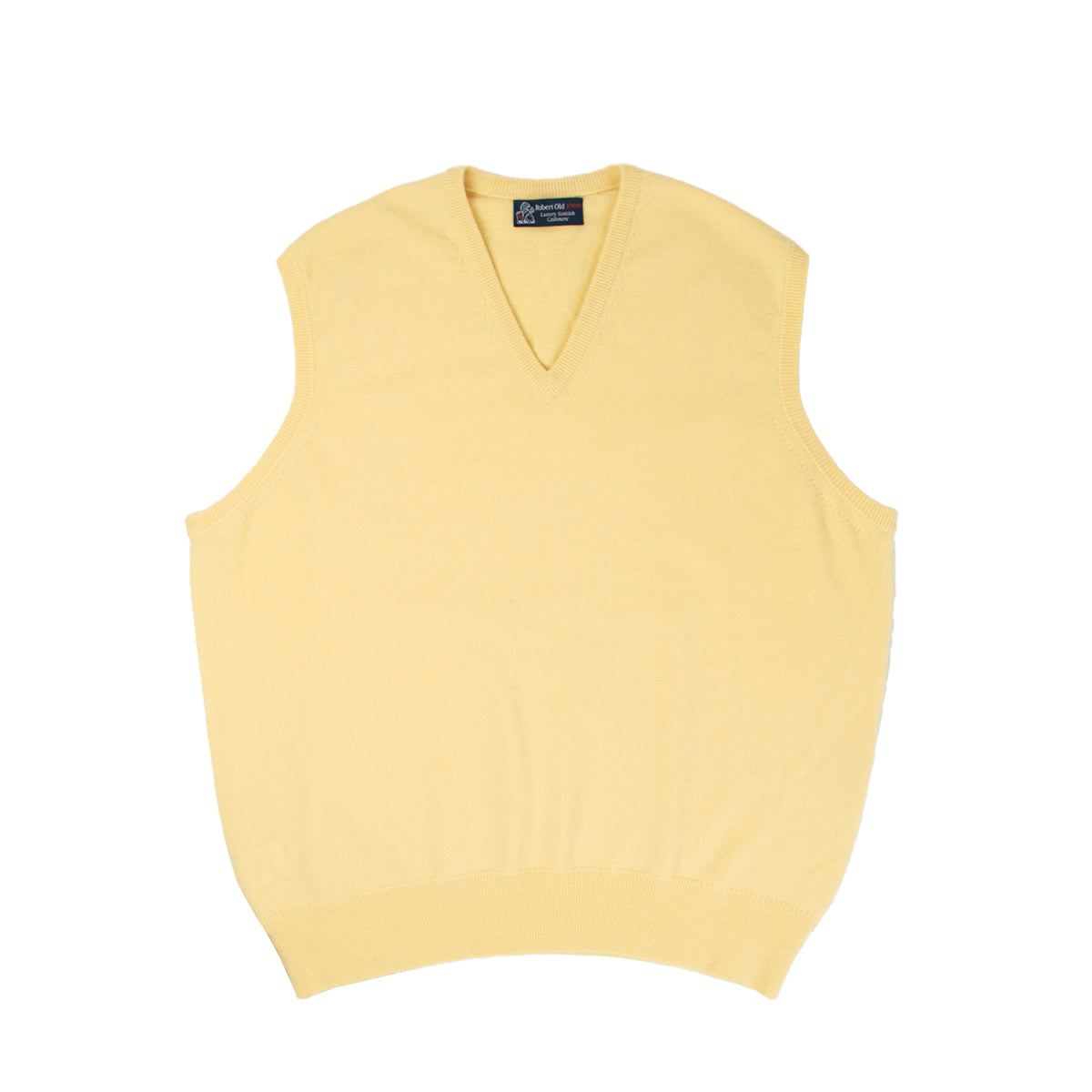Lemon Frost Blenheim Cashmere Sleeveless V-Neck Sweater CASHMERE Robert Old