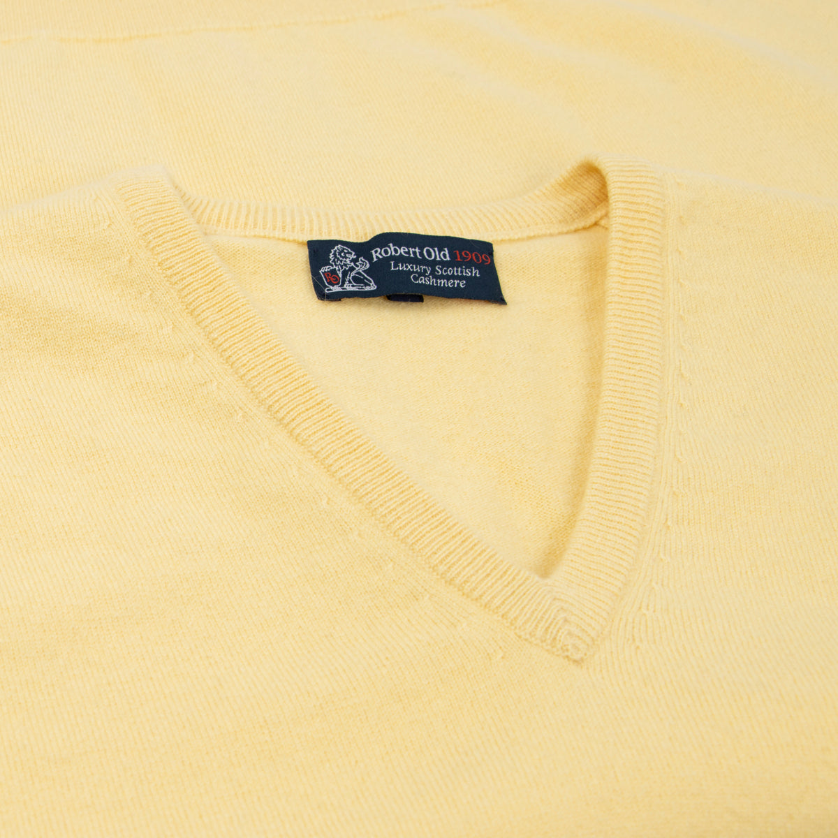 Lemon Frost Blenheim Cashmere Sleeveless V-Neck Sweater CASHMERE Robert Old