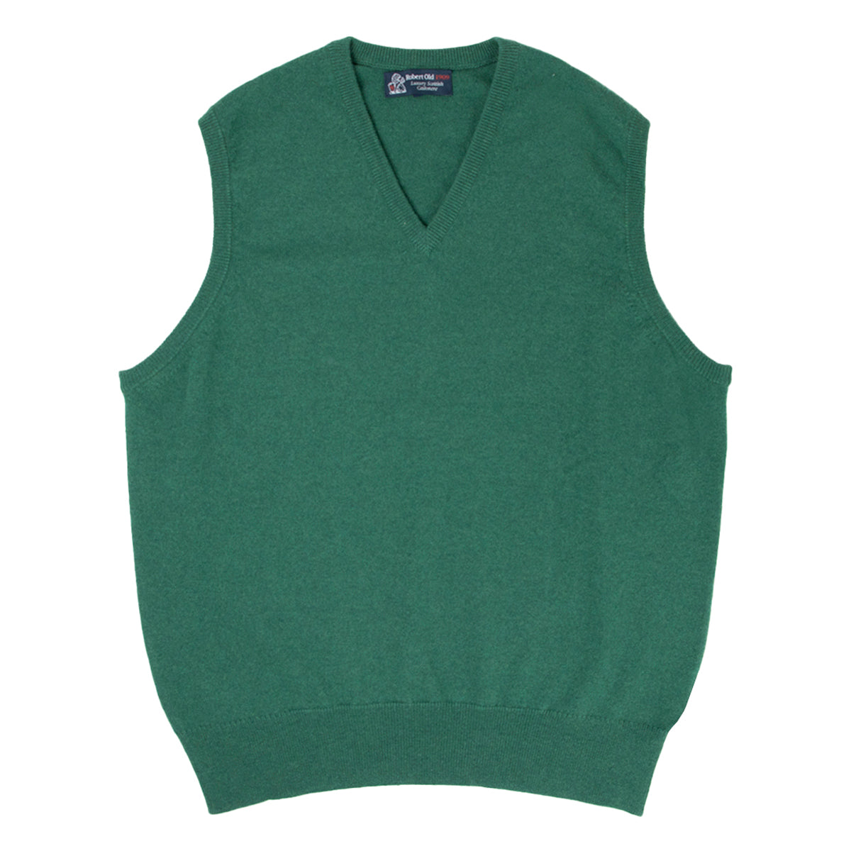 Spruce Green Blenheim Cashmere Sleeveless V-Neck Sweater CASHMERE Robert Old