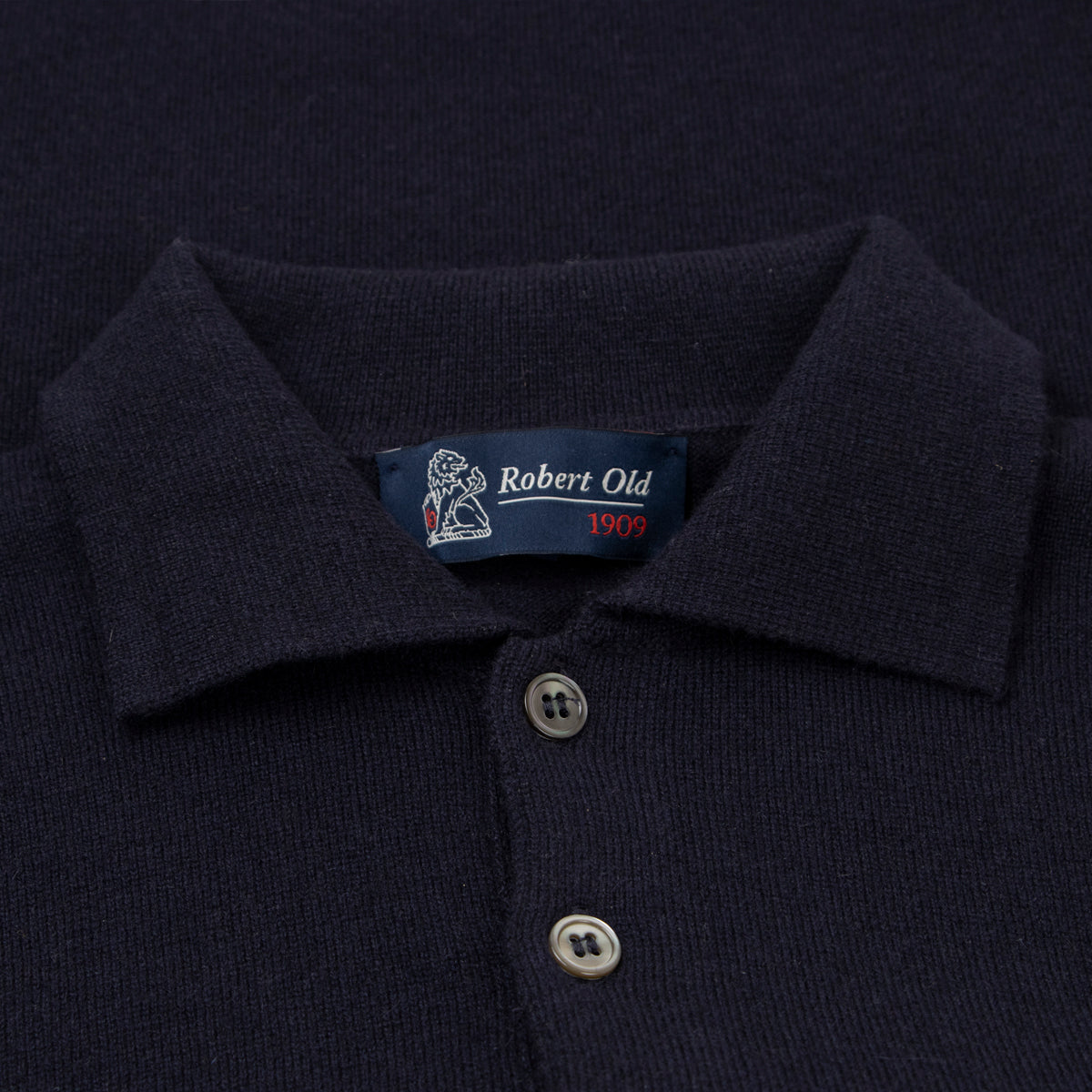 Dark Navy Oban 3 button 2ply Cashmere Polo Sweater CASHMERE Robert Old