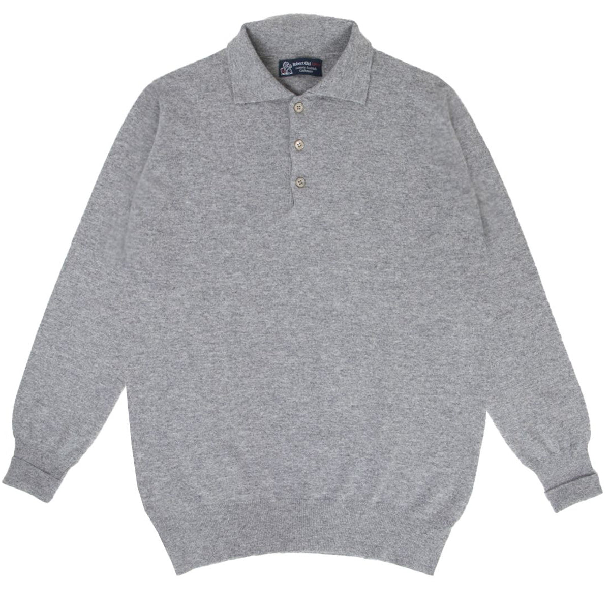 Flannel Oban 3 button 2ply Cashmere Polo Sweater CASHMERE Robert Old