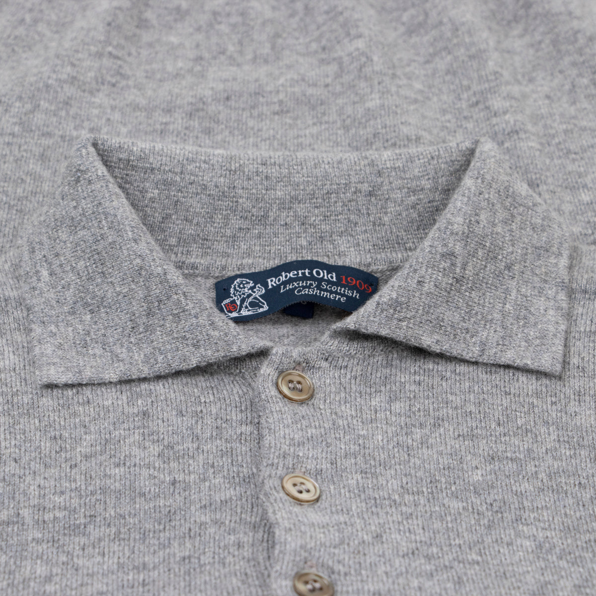 Flannel Oban 3 button 2ply Cashmere Polo Sweater CASHMERE Robert Old