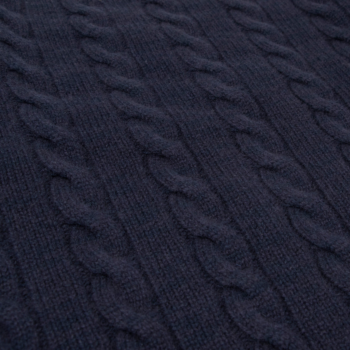 Dark Navy Rothesay 4ply Cable Crew Cashmere Sweater CASHMERE Robert Old