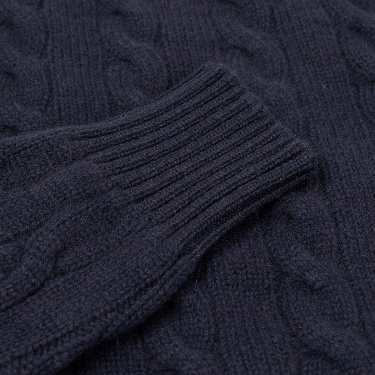 Dark Navy Rothesay 4ply Cable Crew Cashmere Sweater CASHMERE Robert Old