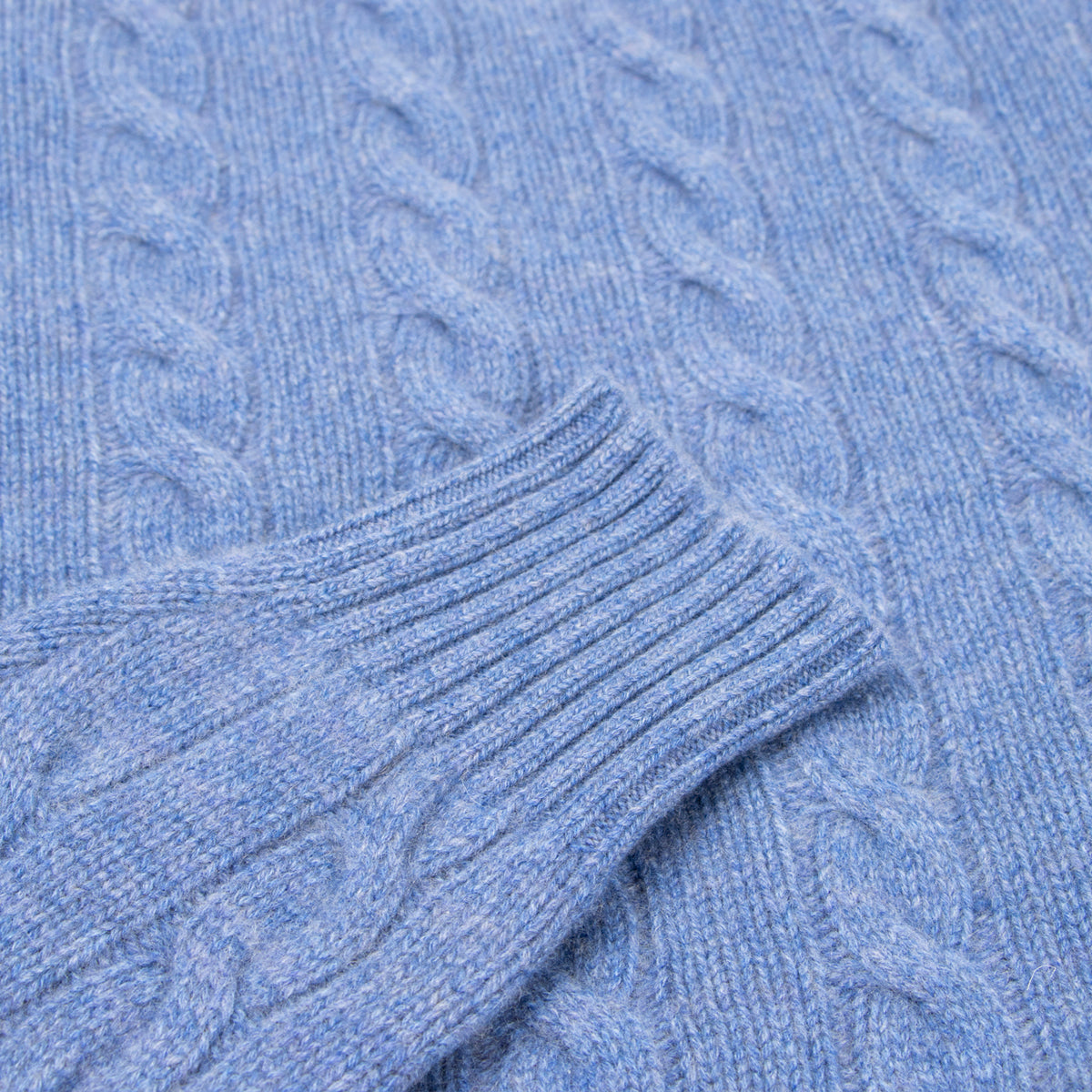 Lapis Blue Rothesay 4ply Cable Crew Cashmere Sweater CASHMERE Robert Old