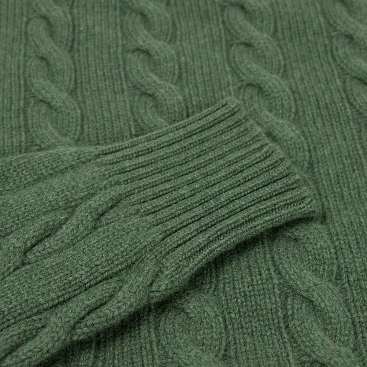 Serpentine Green Rothesay 4ply Cable Crew Cashmere Sweater CASHMERE Robert Old