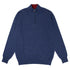 The Bowmore 1/4 Zip Neck Cashmere Sweater - Navy Marl / Russet CASHMERE Robert Old