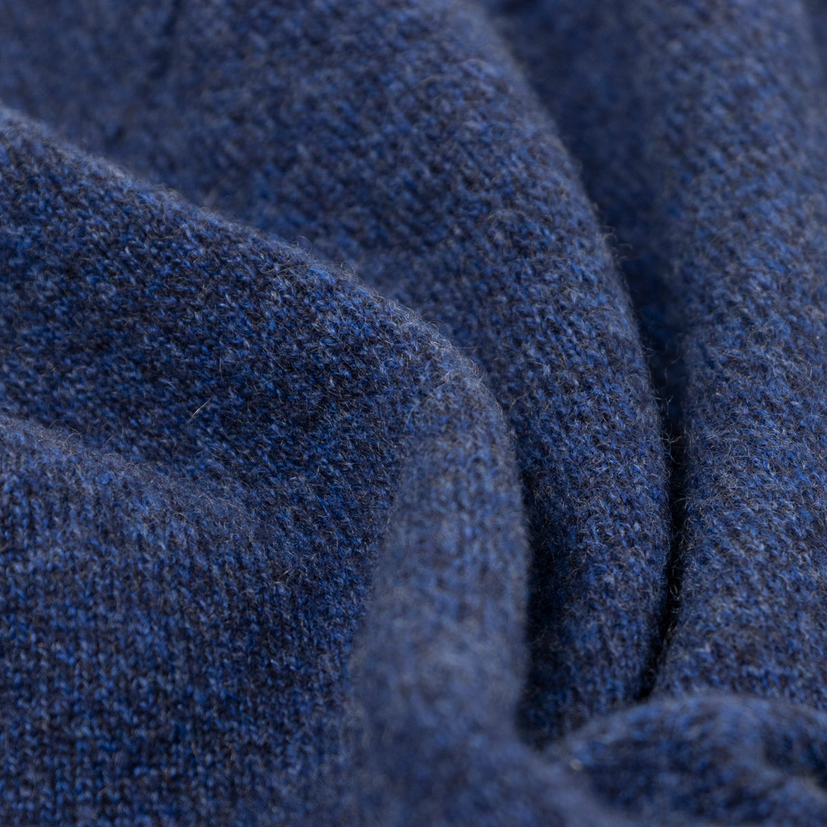 The Bowmore 1/4 Zip Neck Cashmere Sweater - Navy Marl / Russet CASHMERE Robert Old