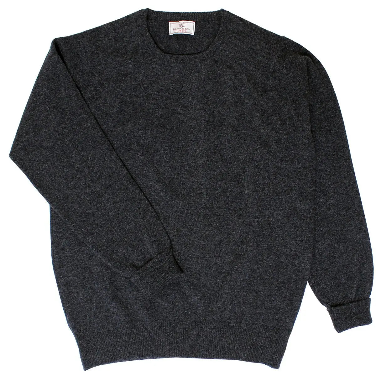 Robert Old - The Ayre 2ply Crew Neck Pure Lambswool Sweater KNITWEAR Robert Old Charcoal UK 36"