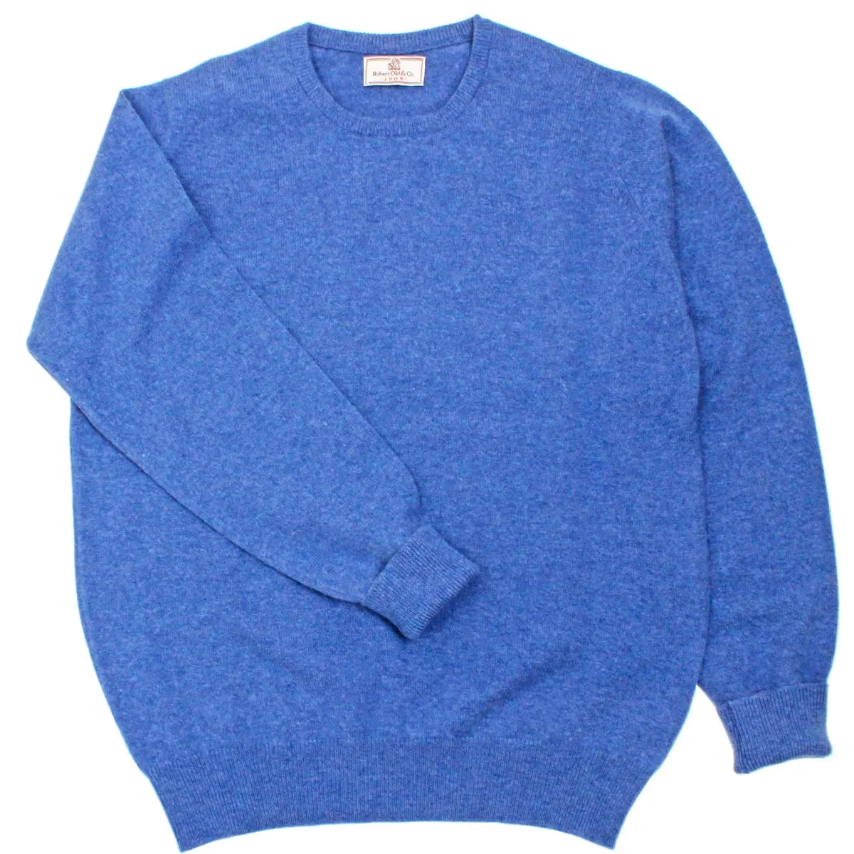 Robert Old - The Ayre 2ply Crew Neck Pure Lambswool Sweater KNITWEAR Robert Old Clyde Blue UK 36&quot;