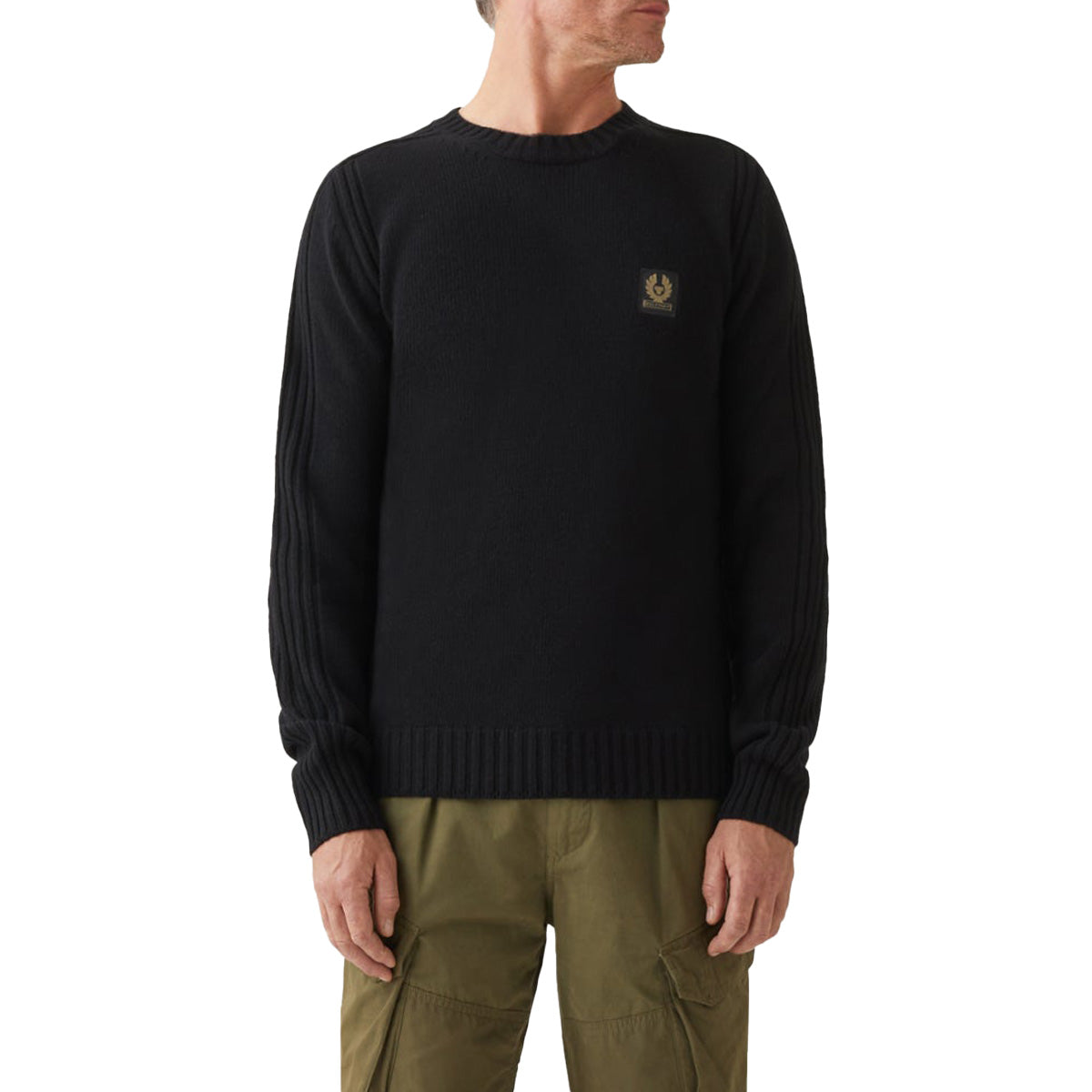Belstaff - Black Lambswool Watch Crew Neck Jumper KNITWEAR Belstaff