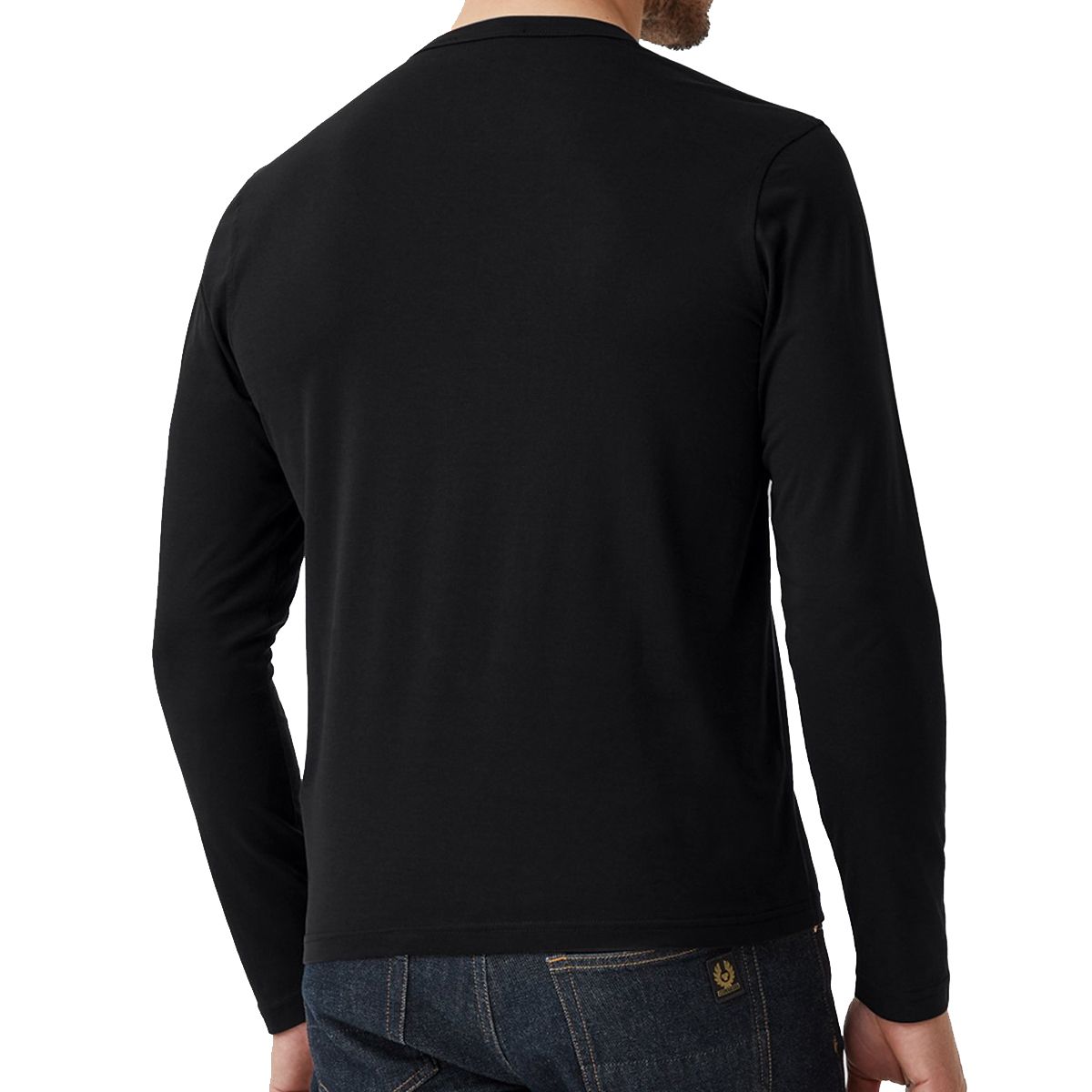 Belstaff - Black Long Sleeved Jersey Cotton T-Shirt TEE SHIRTS Belstaff
