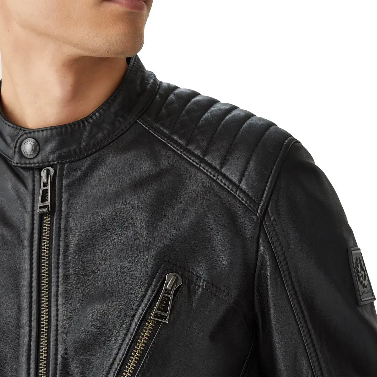 Belstaff Schwarze Cheviot Lederjacke V Racer 2.0 Robert Old Co