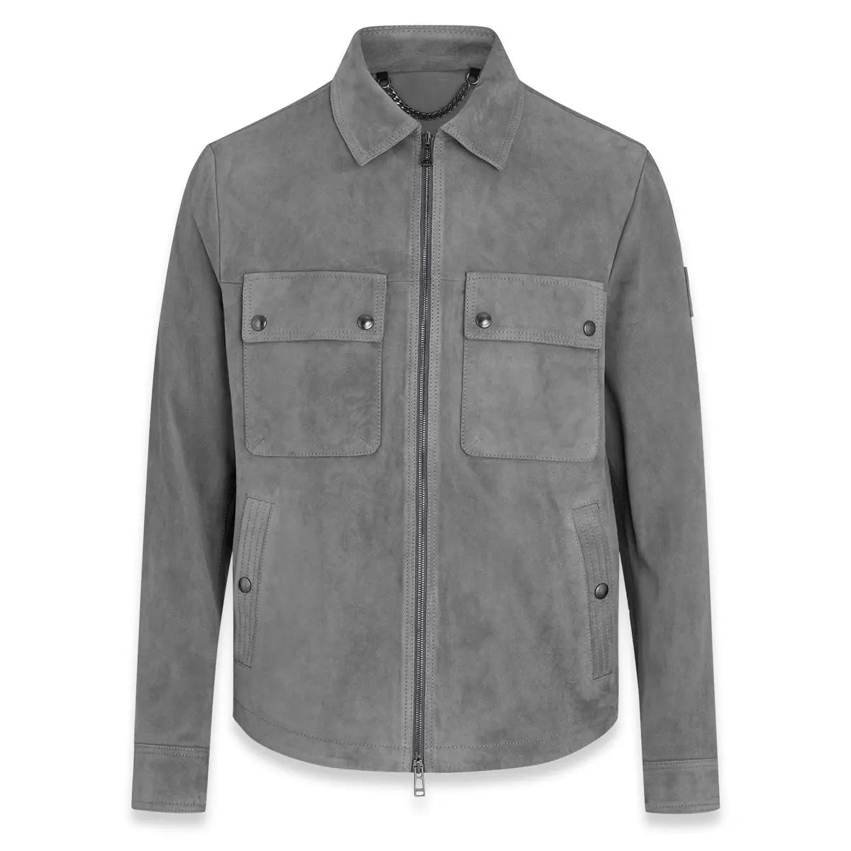 Belstaff - Granite Grey ‘Tour’ Suede Overshirt LEATHERS Belstaff