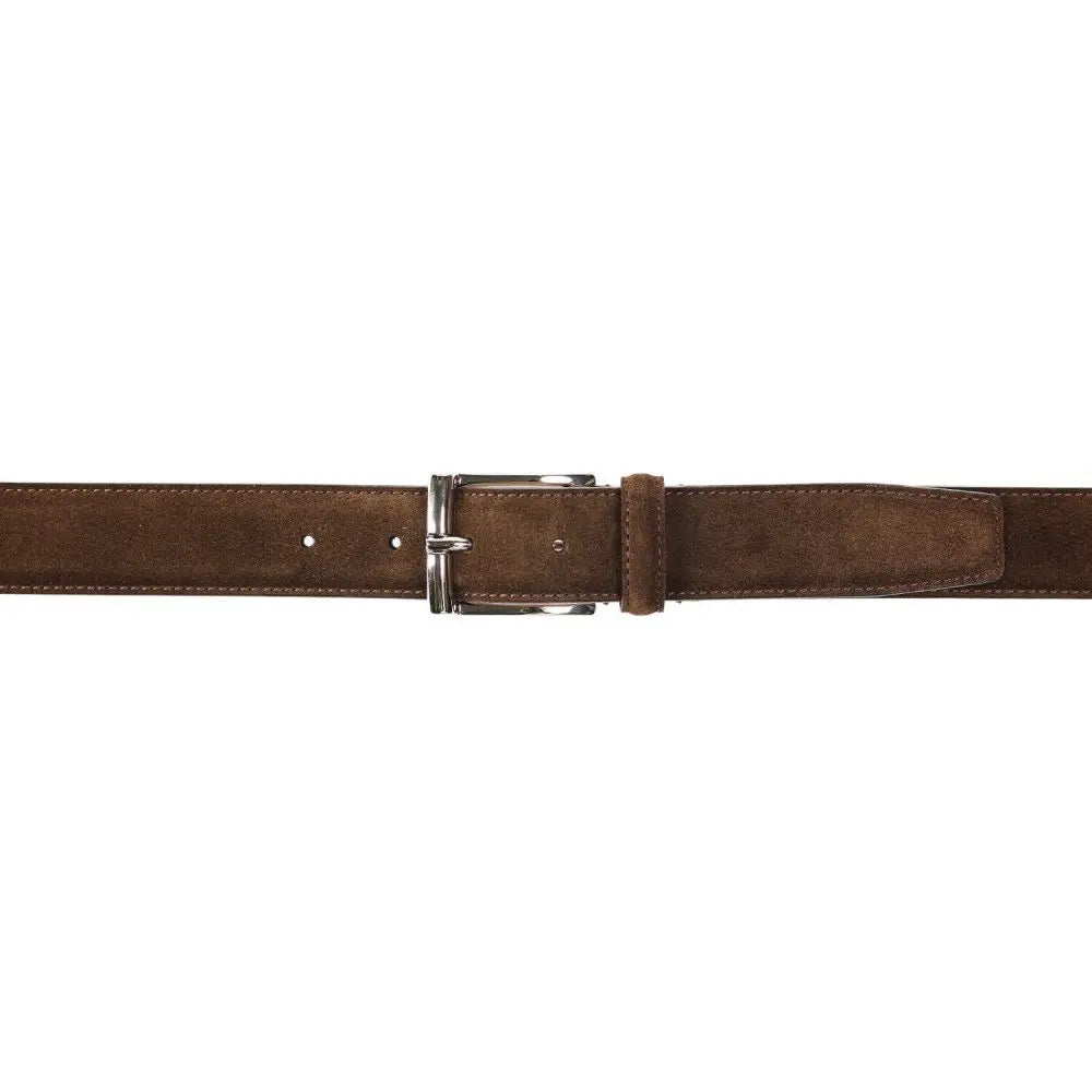 Crockett & Jones - Dark Brown Suede Belt with Silver Buckle BELTS/BRACES Crockett & Jones