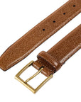 Crockett & Jones - Tan Scotch Country Grain Belt with Antique Brass Buckle BELTS/BRACES Crockett & Jones
